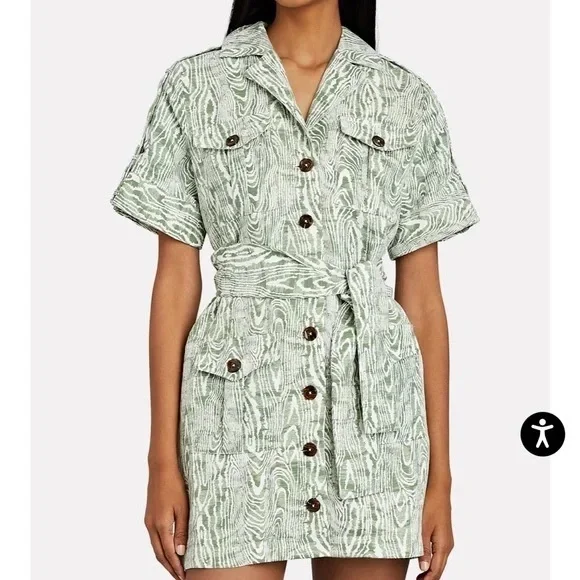 C/Meo Collective Dresses | C/Meo Collective Green Safari Dress Size Medium | Color: Green/White | Size: M | Sarmwhite46's Closet